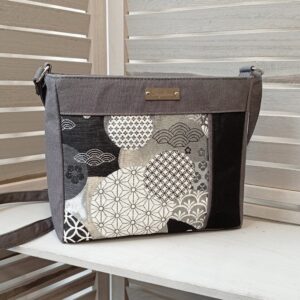 Sac « Dona » motifs japonais, noir et uni gris