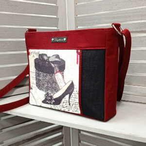 Sac « Dona » girly, noir et uni bordeaux