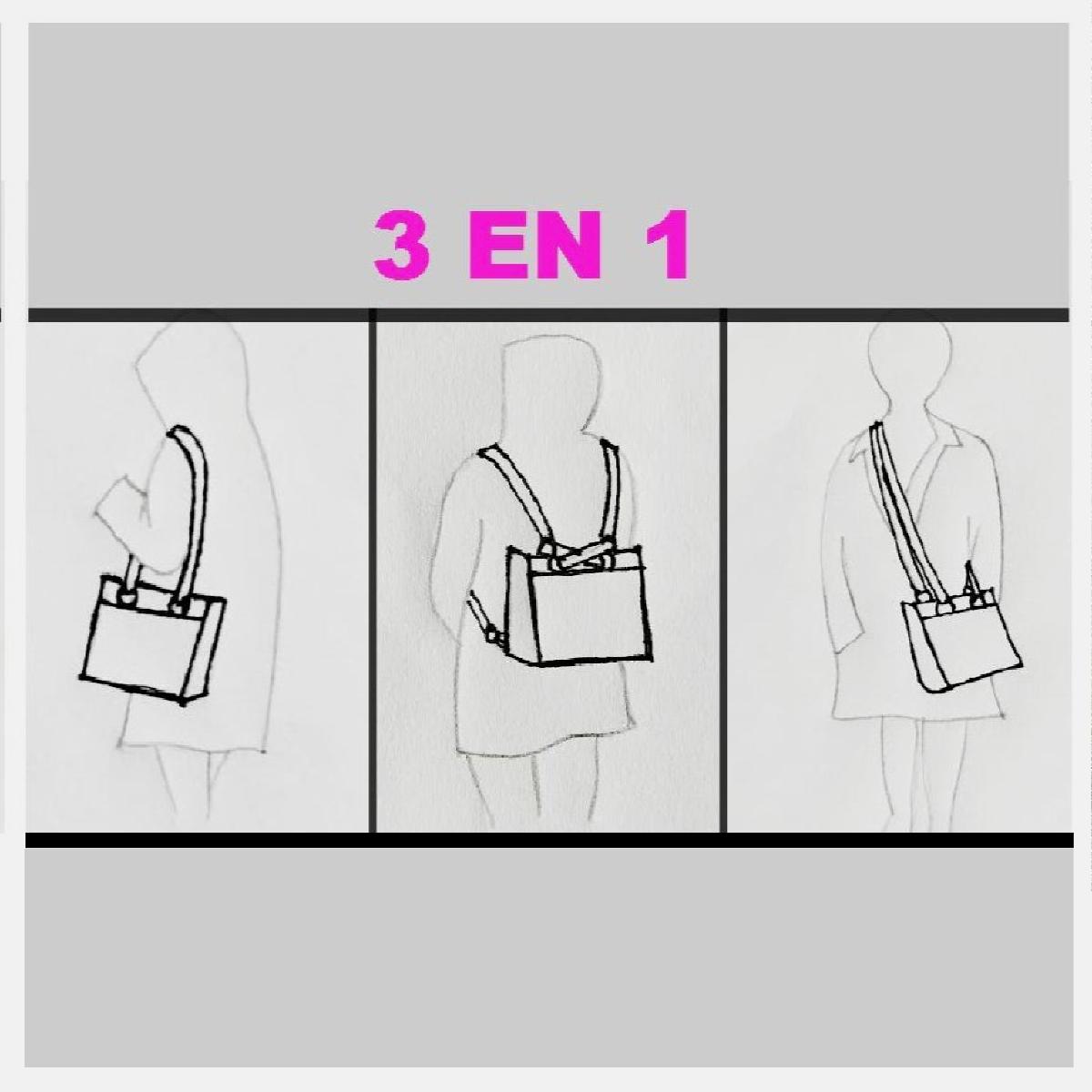 Sac Rosana (3 en 1) uni gris et abstrait multicolore – Image 2