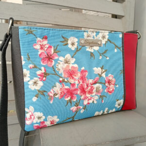 Sac « Emmie » cerisier du japon, bande rose et gris