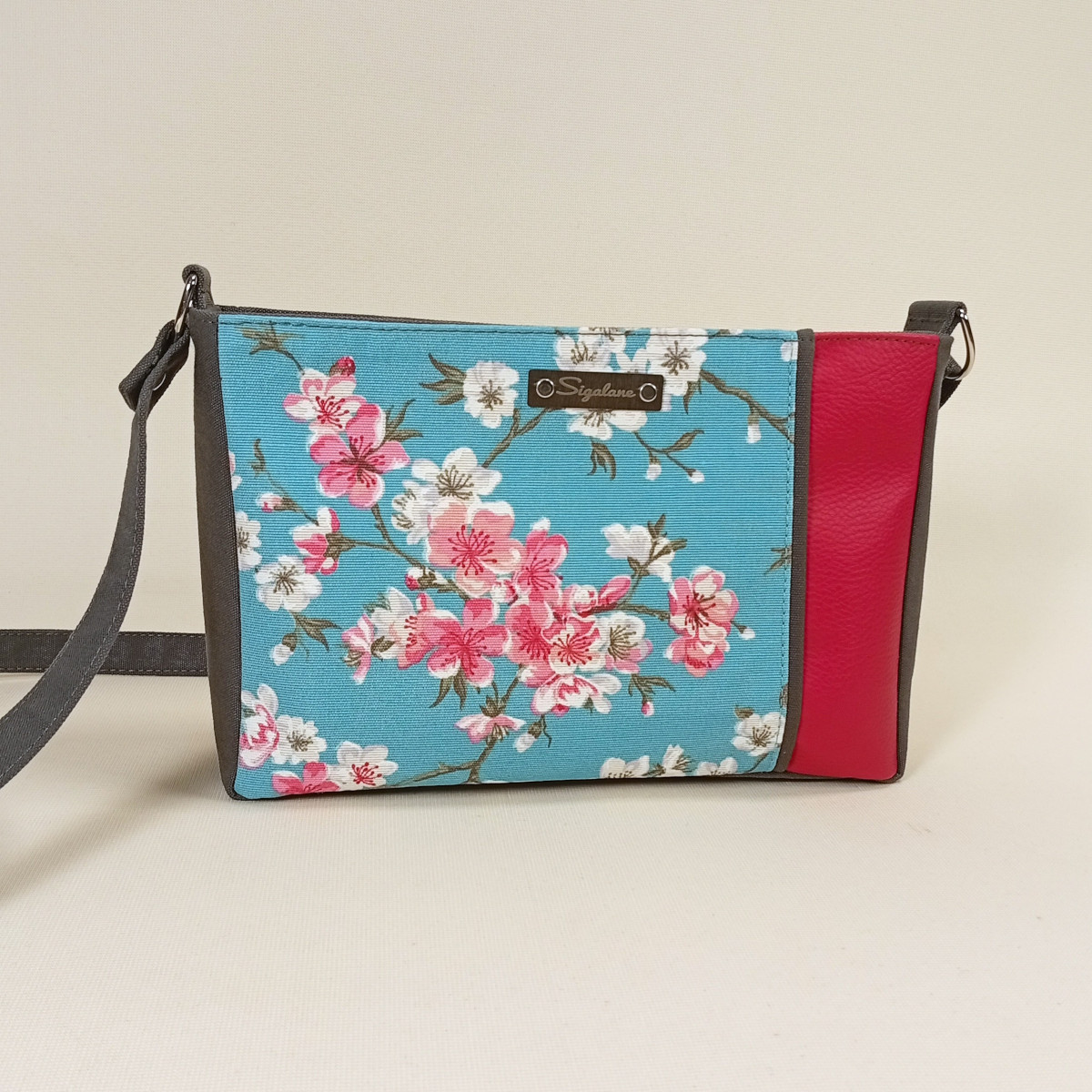 Sac "Emmie" cerisier du japon, bande rose et gris – Image 3
