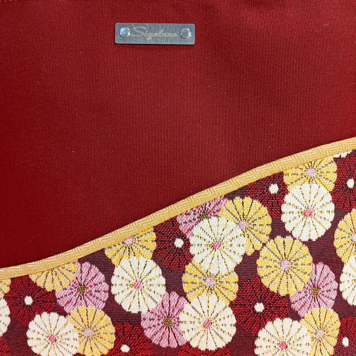 Sac "Zéna" bordeaux avec bande ondulée de fleurs – Image 8