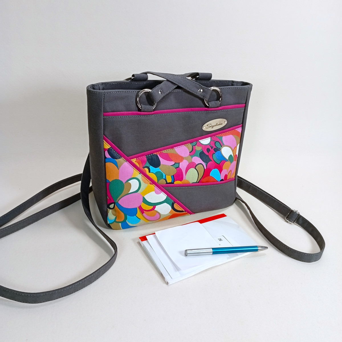 Sac Rosana (3 en 1) uni gris et abstrait multicolore – Image 3