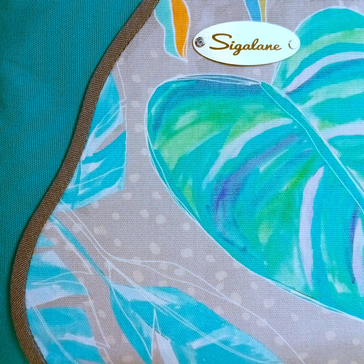 sac "Justine" feuille, vert et uni gris – Image 7